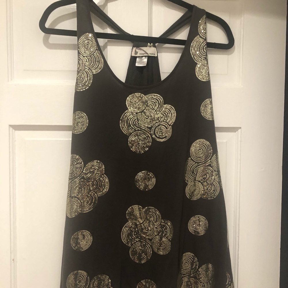 Grey and gold Tunic with Sequence